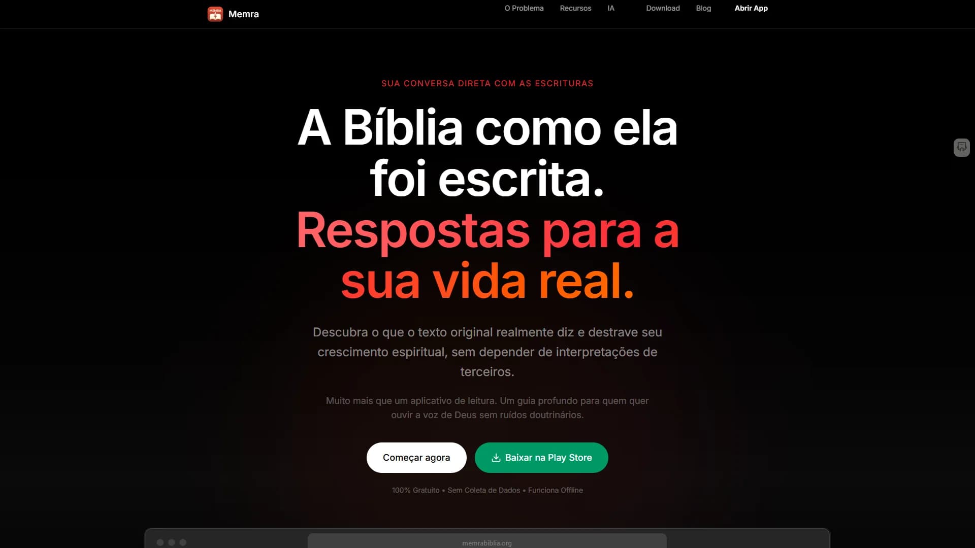 Screenshot do projeto Memra Bíblia